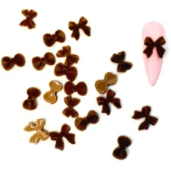 BROWN - Nail Art Plush Bow 20 pcs.