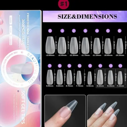 1 - Full Frosted Nail Tips (300 pieces in box)
