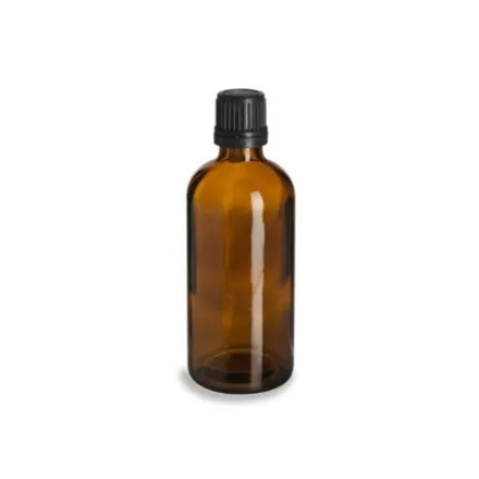 Glas Flaska 100ml Med Svart Kapsyl