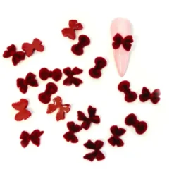 RED - Nail Art Plush Bow 20 pcs.