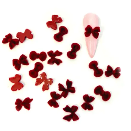 RED - Nail Art Plush Bow 20 pcs.